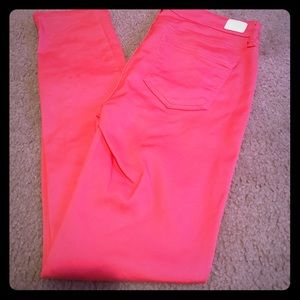 Coral skinny jeans!
